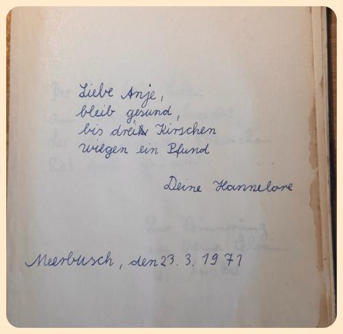 Hannelores Eintrag in meinen Poesiealbum